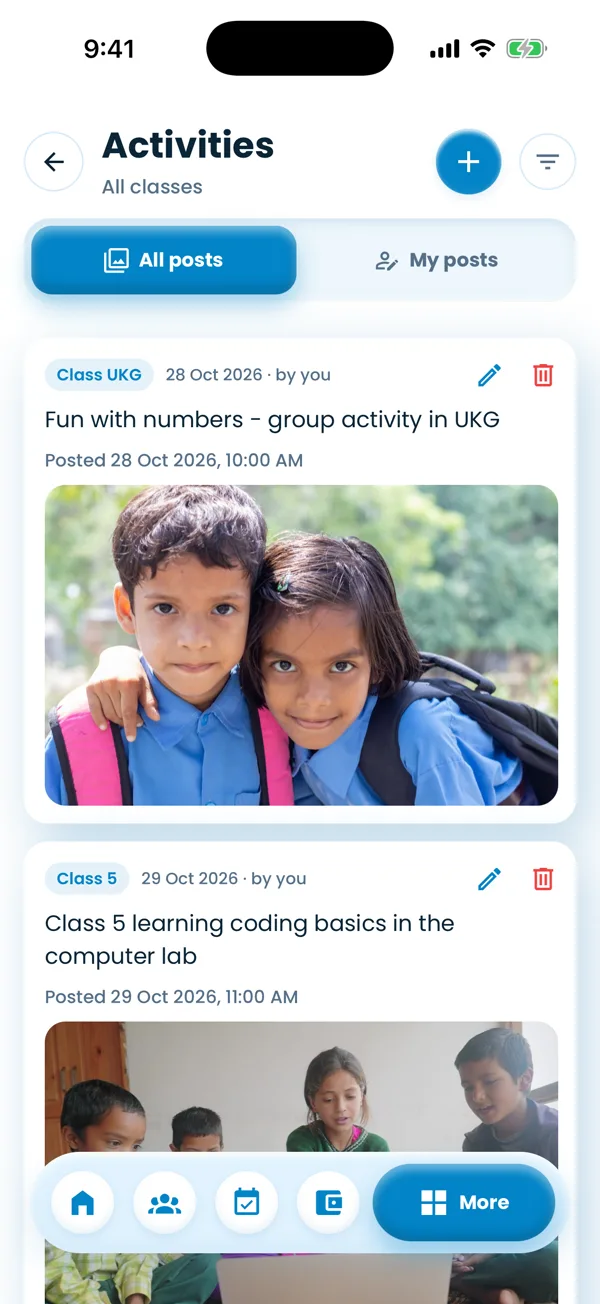 Activity photo posts in the app